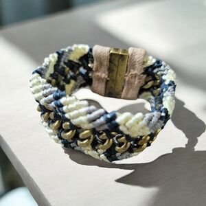 Blue and White Woven Magnetic Bracelet